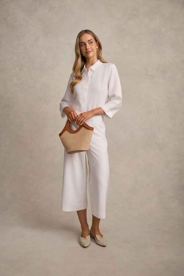 French Linen Culotte - White