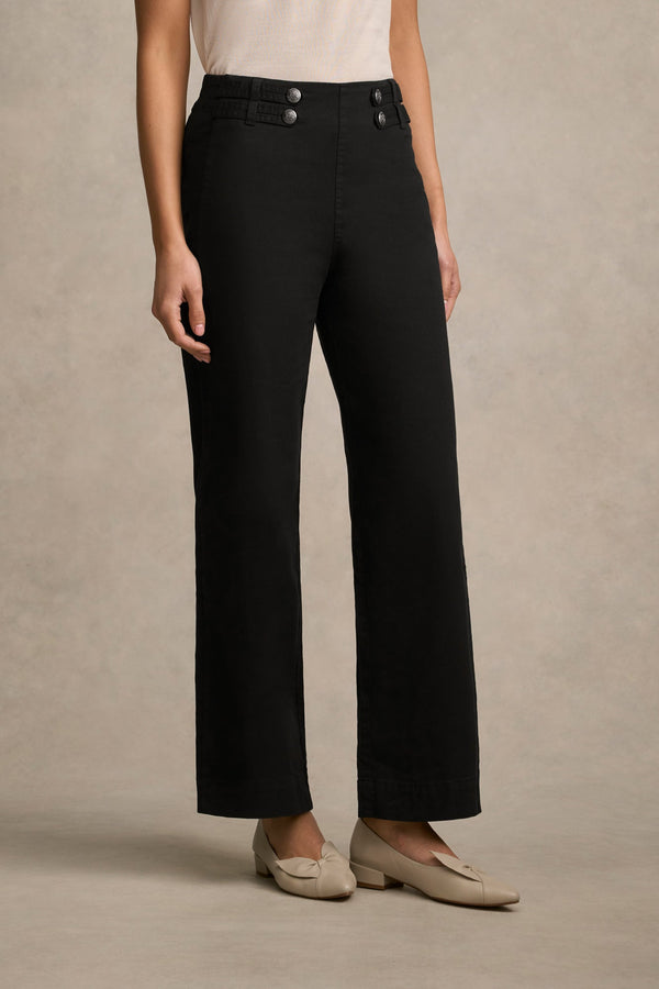 Tab Detail Wide Leg Jeans - Black
