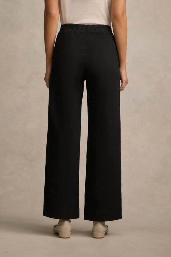 Tab Detail Wide Leg Jeans - Black