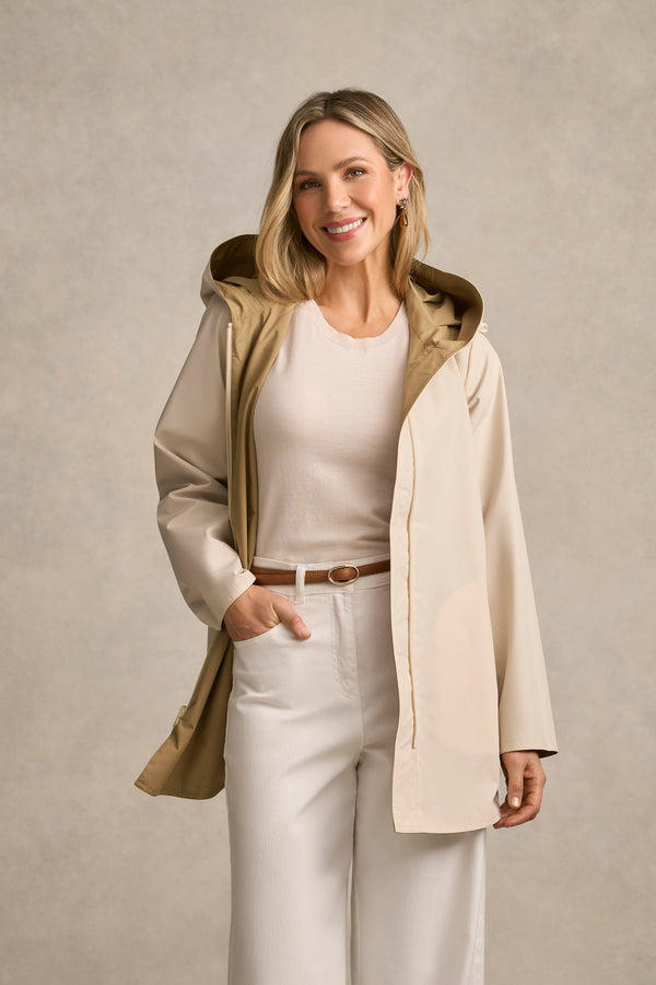 Reversible Rain Jacket - Tan / Soft Cream