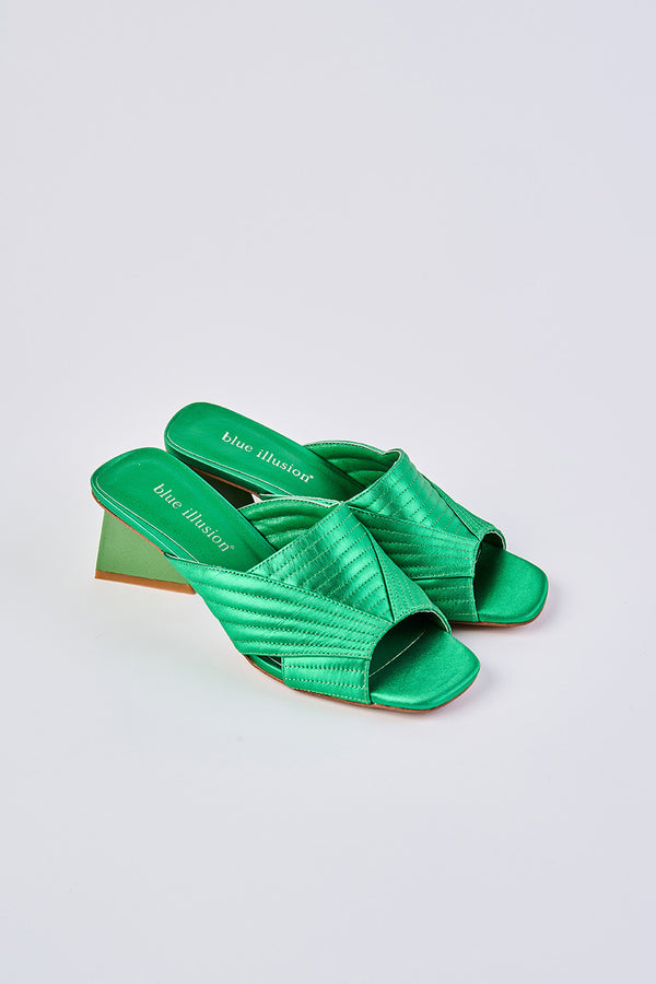 Stella Satin Mule - Vibrant Green
