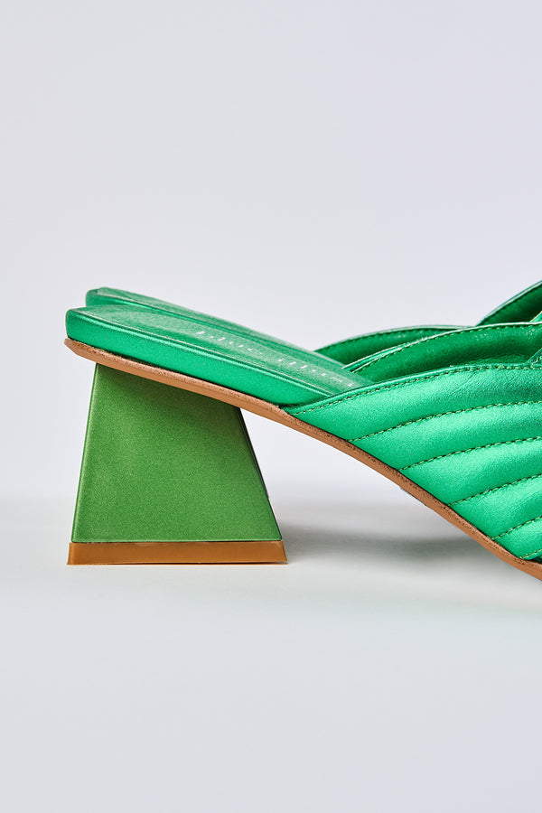 Stella Satin Mule - Vibrant Green