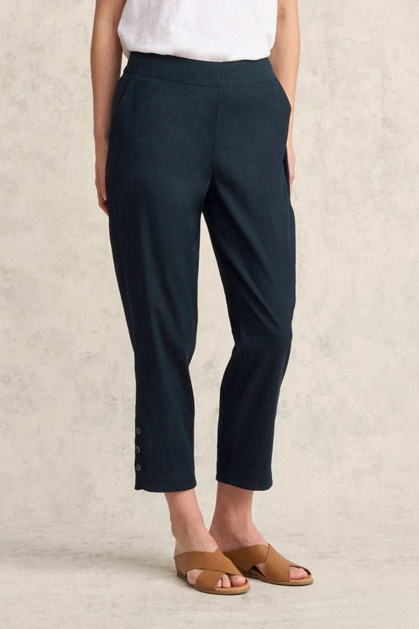 Curved Hem Linen Pant - Ink