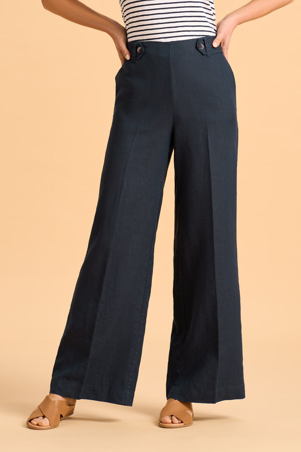 Full Length Waist Tab Linen Pant