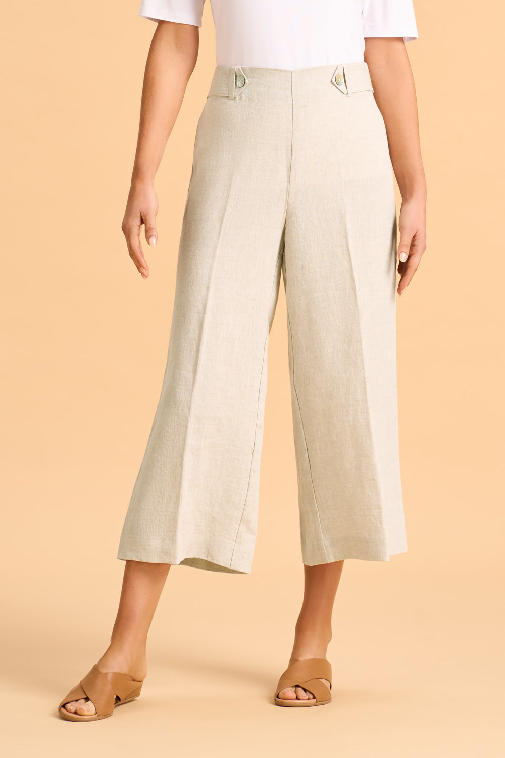 Waist Tab Linen Culotte – Blue Illusion