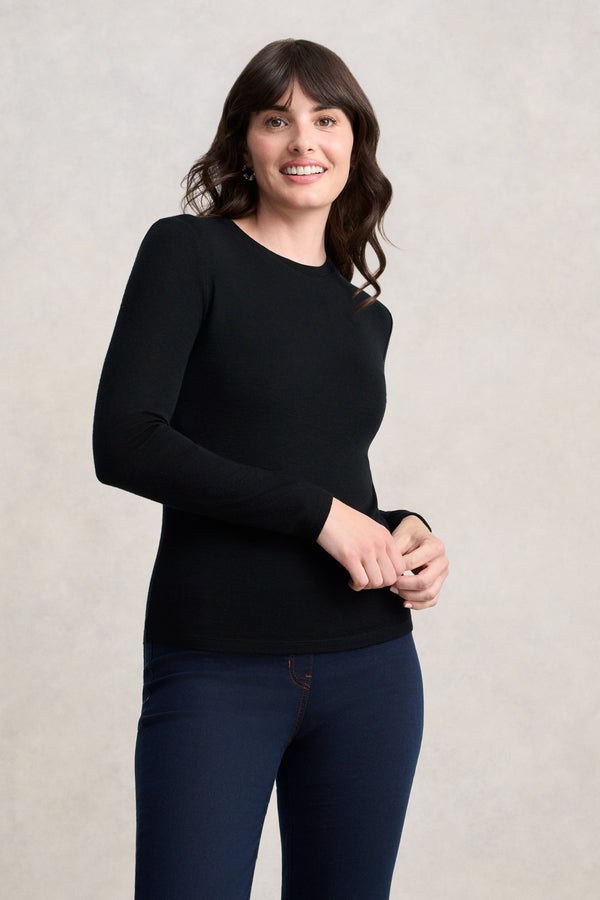 Merino Wool Rib Tee - Black