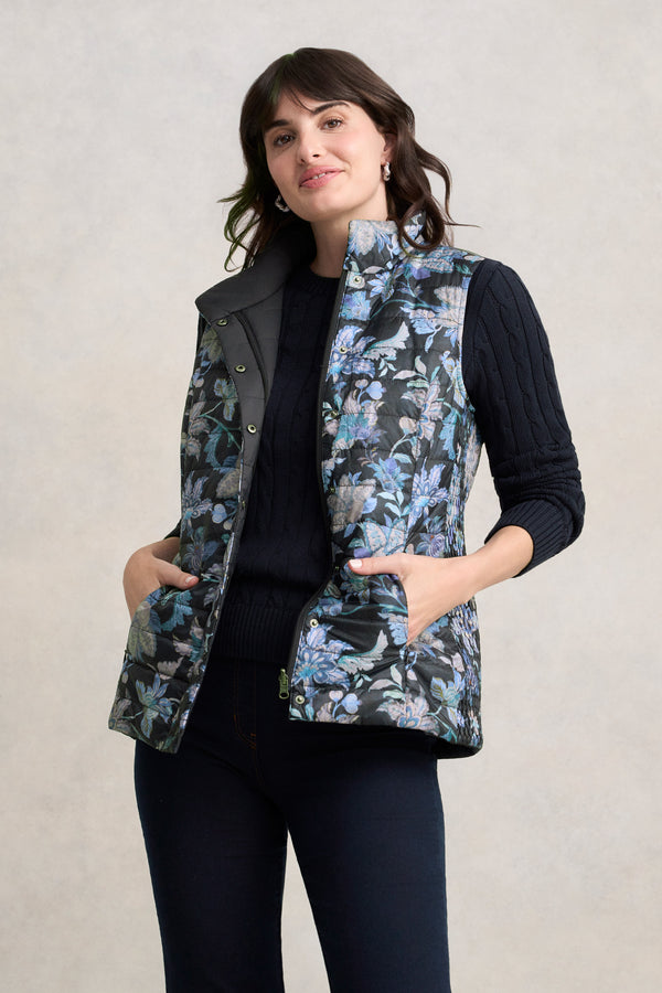 Quilted Reversible Puffer Vest - Floral Chintz Print