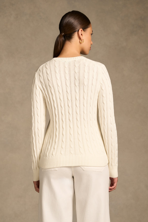 Long Sleeve Cable Knit - Cream