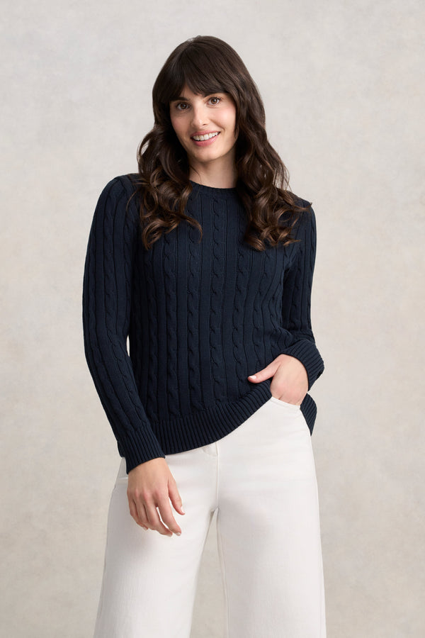 Long Sleeve Cable Knit - Ink