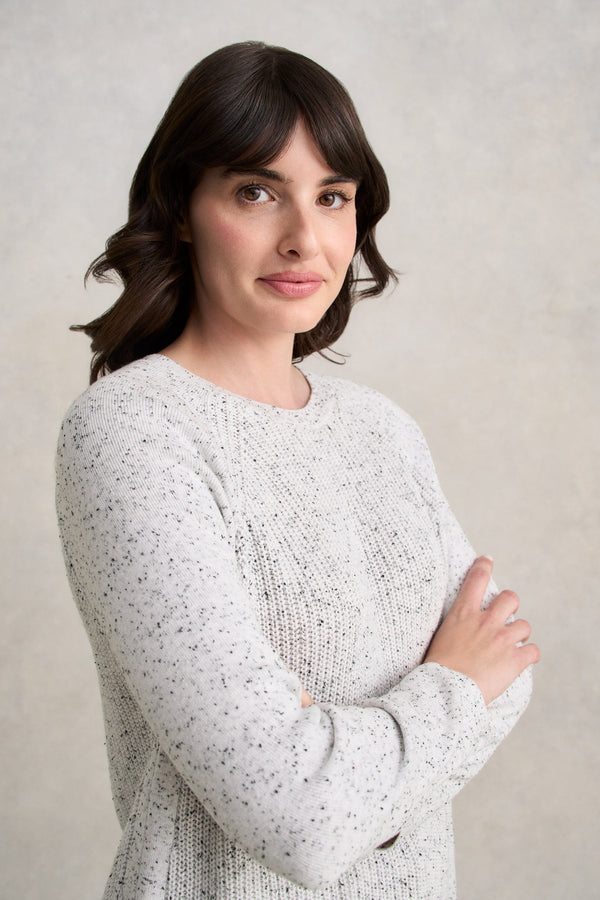 Cotton Blend Textured Jumper - Pearl Donegal