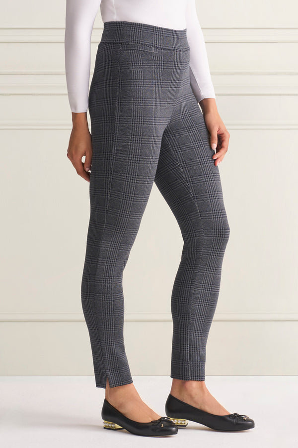 Check Ponte Pant - Charcoal Check