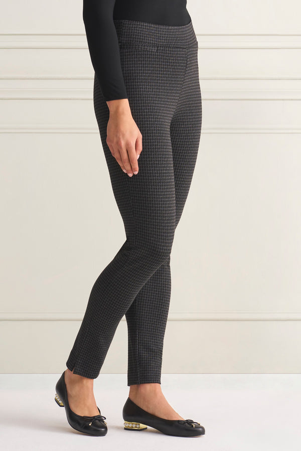 Houndstooth Ponte Pant - Charcoal Houndstooth