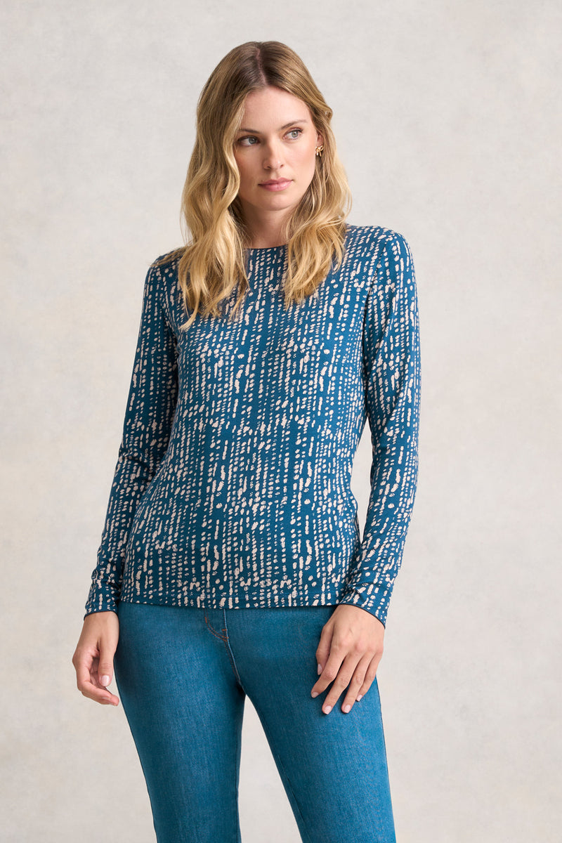 LONG SLEEVE PRINTED ILLUSION TOP main image 1