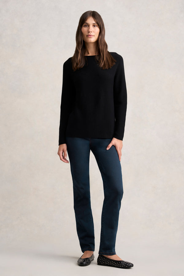 PURL COTTON JUMPER - BLACK