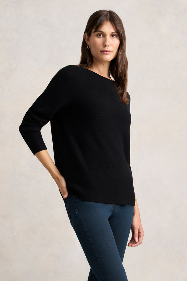PURL COTTON JUMPER - BLACK