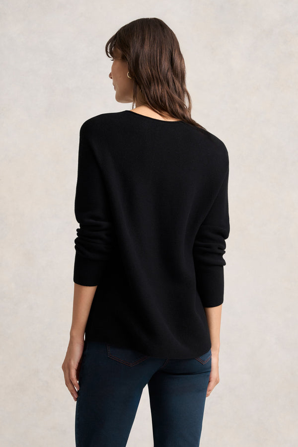 PURL COTTON JUMPER - BLACK