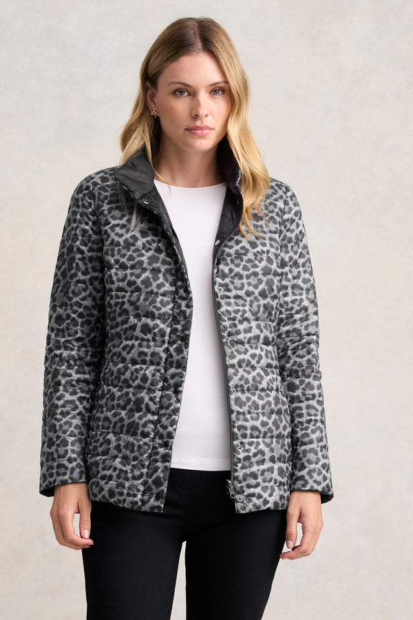 REVERSIBLE PUFFER JACKET - BLACK LEOPARD