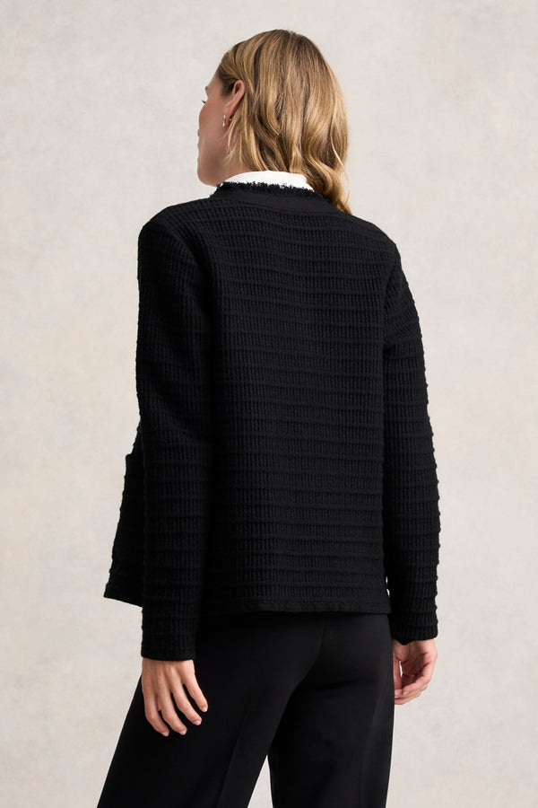 TWEED KNIT JACKET - BLACK