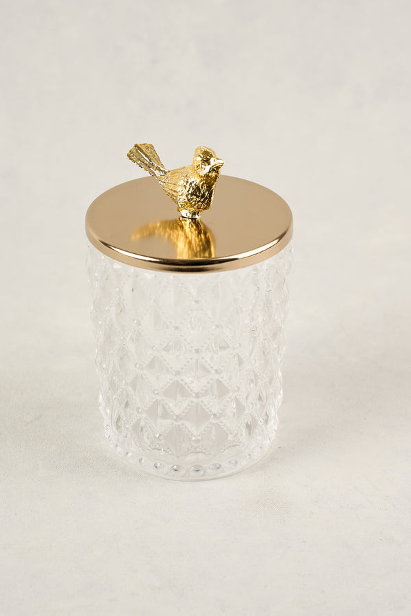 BIRD GLASS JAR - GOLD
