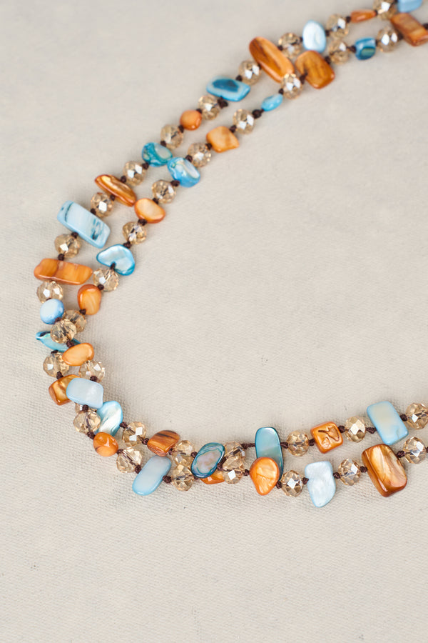 Long Shell Bead Necklace - Multicolour