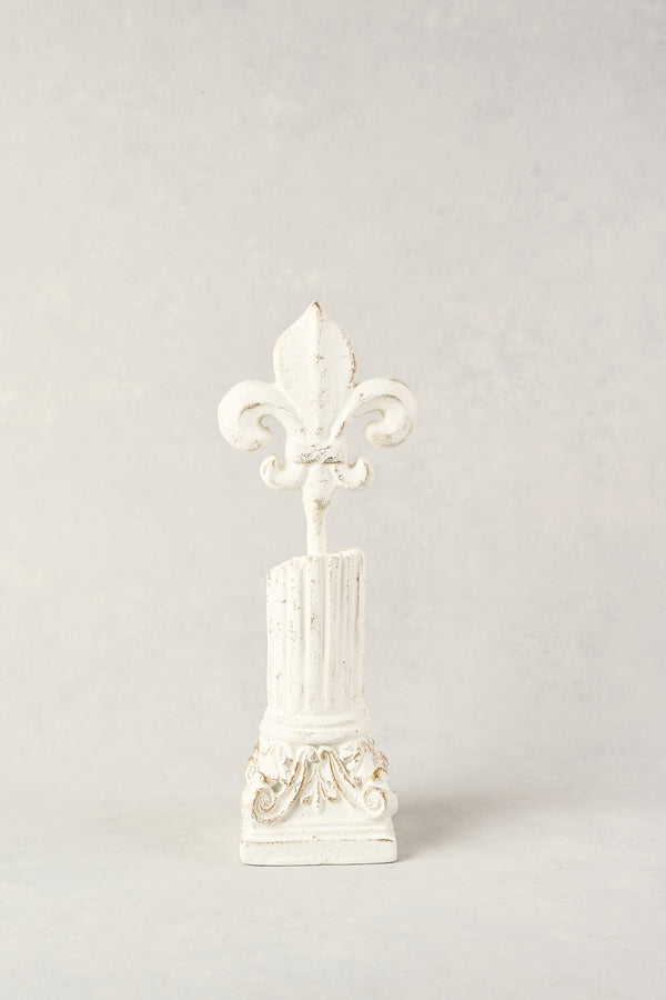 FLEUR DE LIS SCULPTURE SMALL - WHITE AND GOLD