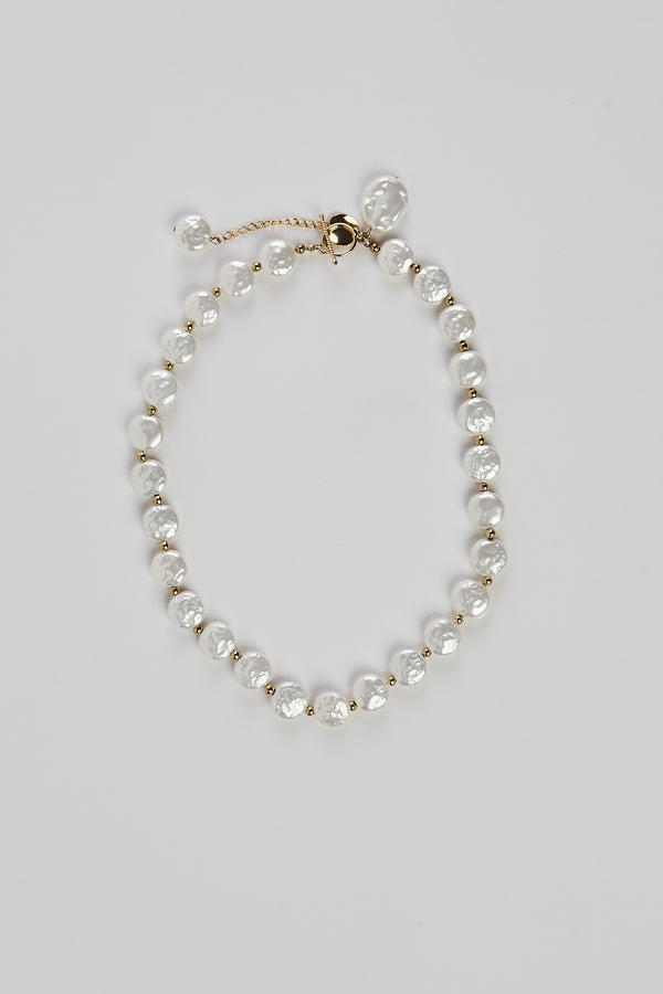 Hammered Pearl Necklace