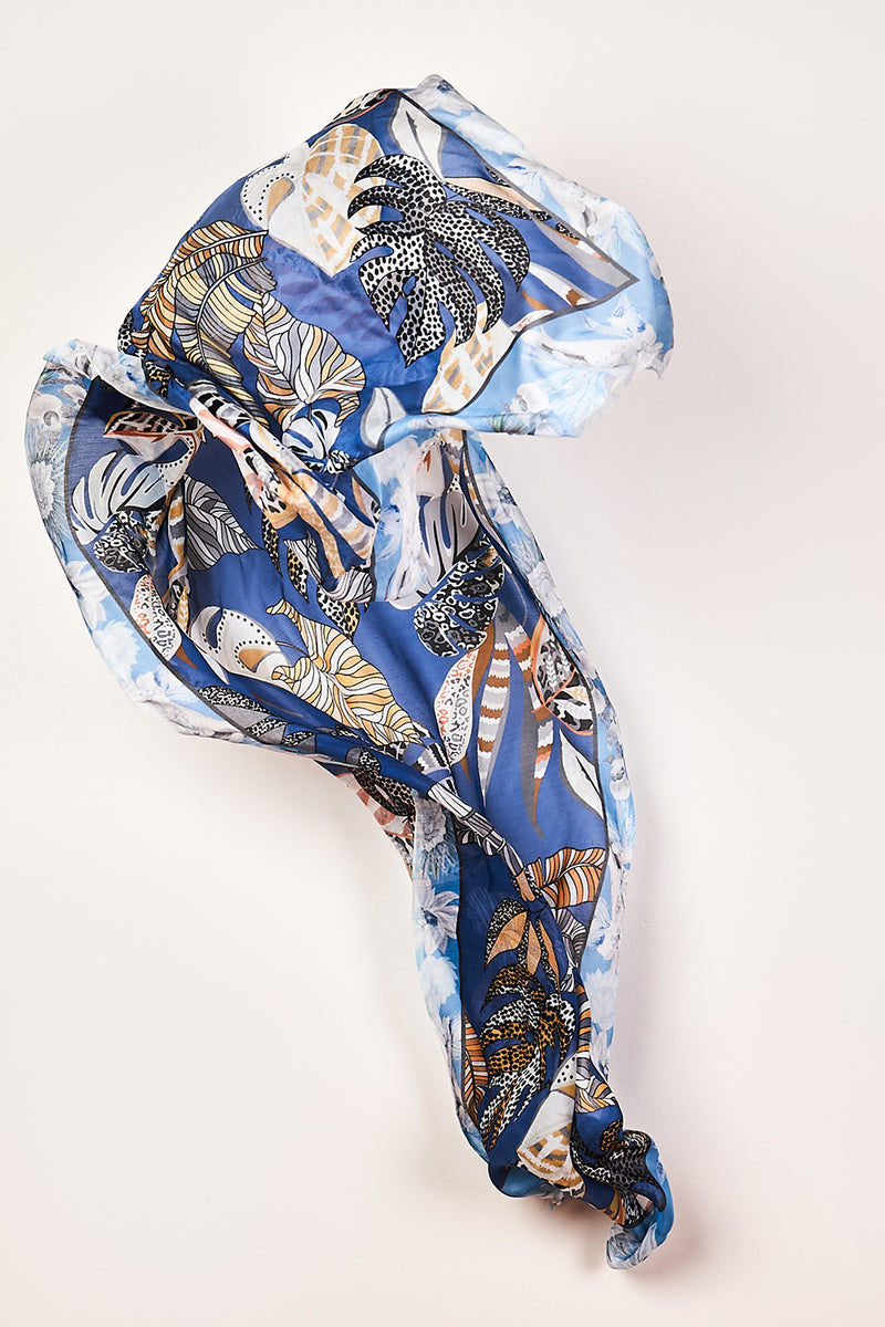 Floral Paisley Print Scarf – Blue Illusion