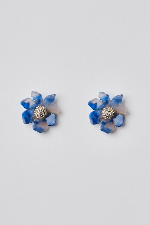 Marble Blue Flower Earring