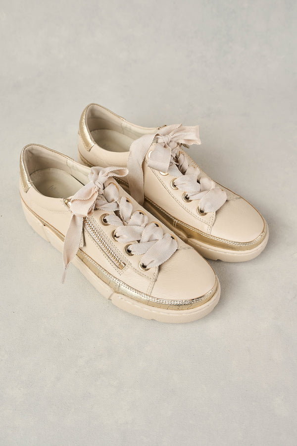 TALINA LEATHER SNEAKER - ALMOND