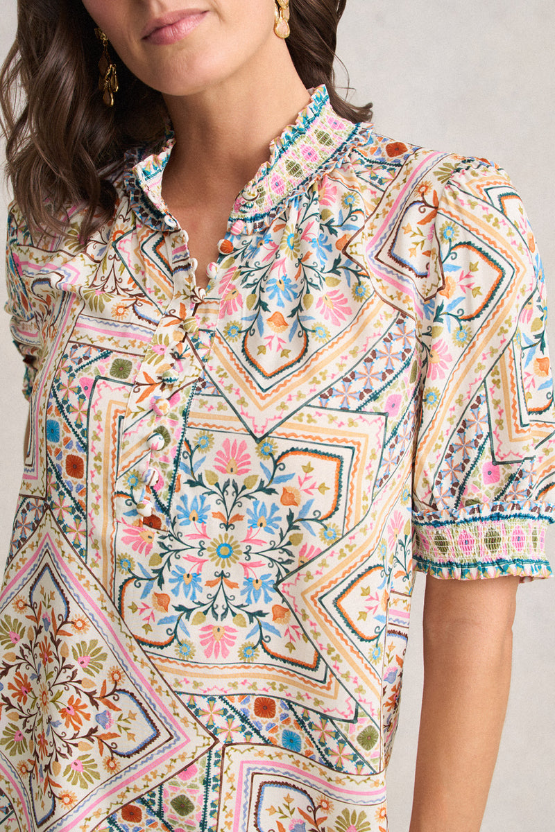 Rayon Blouse - Tile Print