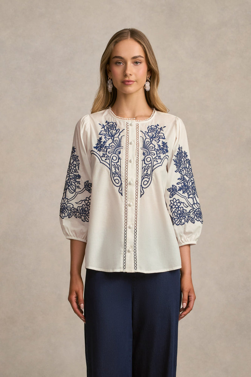 Embroidered Shirt - White