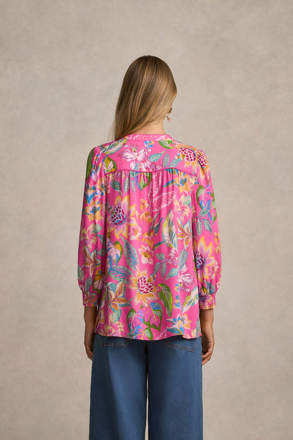 Printed Blouse - Pink Tropical Print