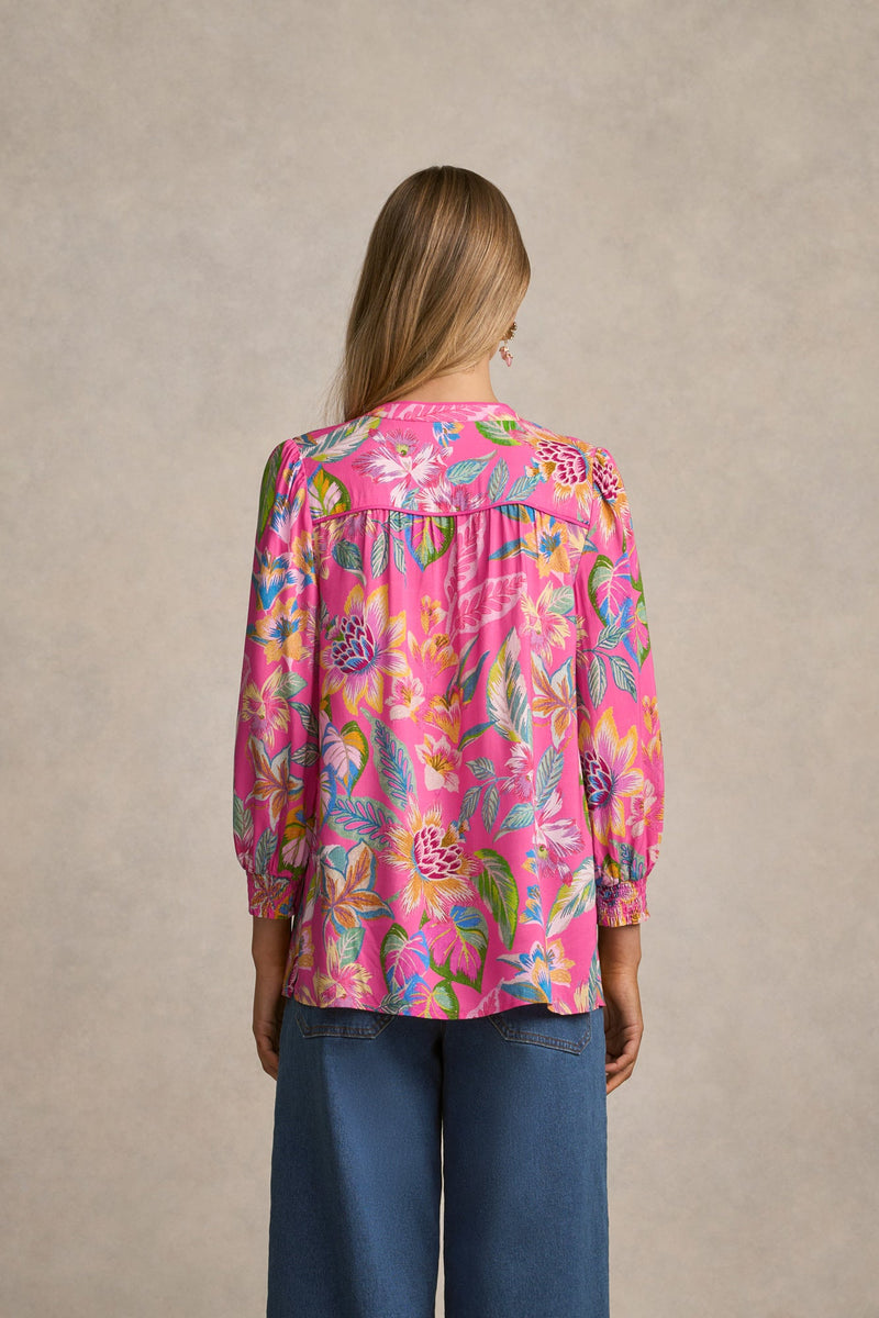 Printed Blouse - Pink Tropical Print