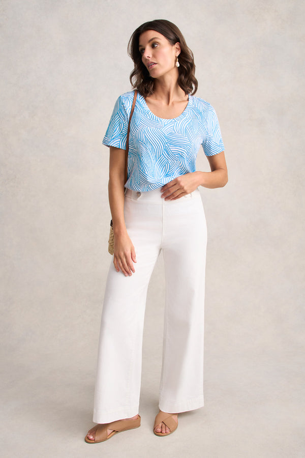 Organic Cotton Slub T-Shirt - Linear Curve Print