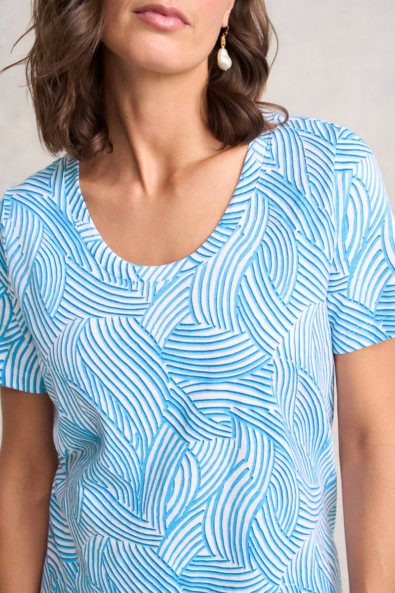 Organic Cotton Slub T-Shirt - Linear Curve Print