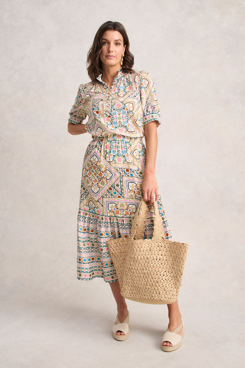 Tier Skirt - Tile Print