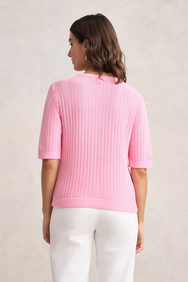 Short Sleeve Cardigan - Petal Pink