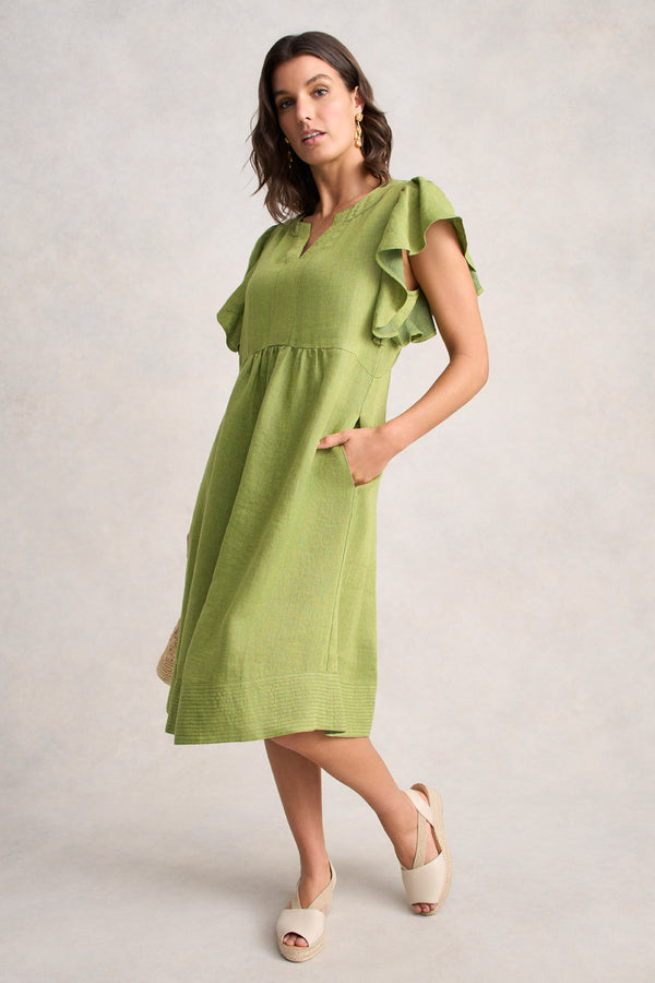 Flutter Sleeve Dress - Citrus Cross Dye