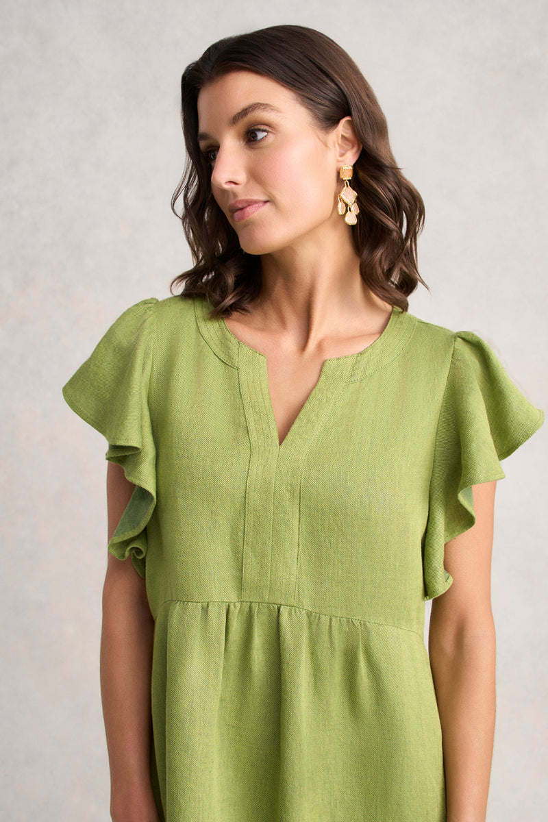 Flutter Sleeve Dress - Citrus Cross Dye