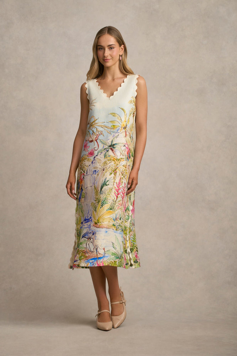 Scallop Scenic Dress - Jungle Print
