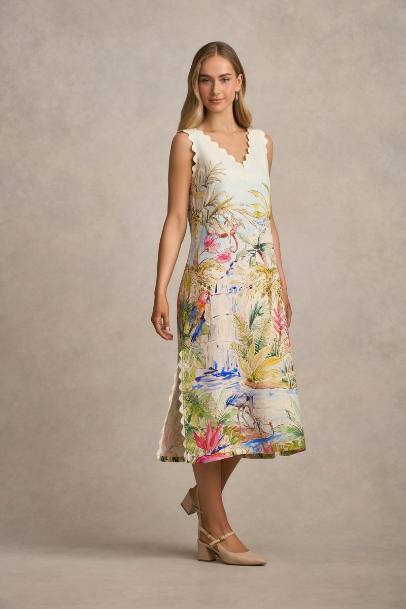Scallop Scenic Dress - Jungle Print