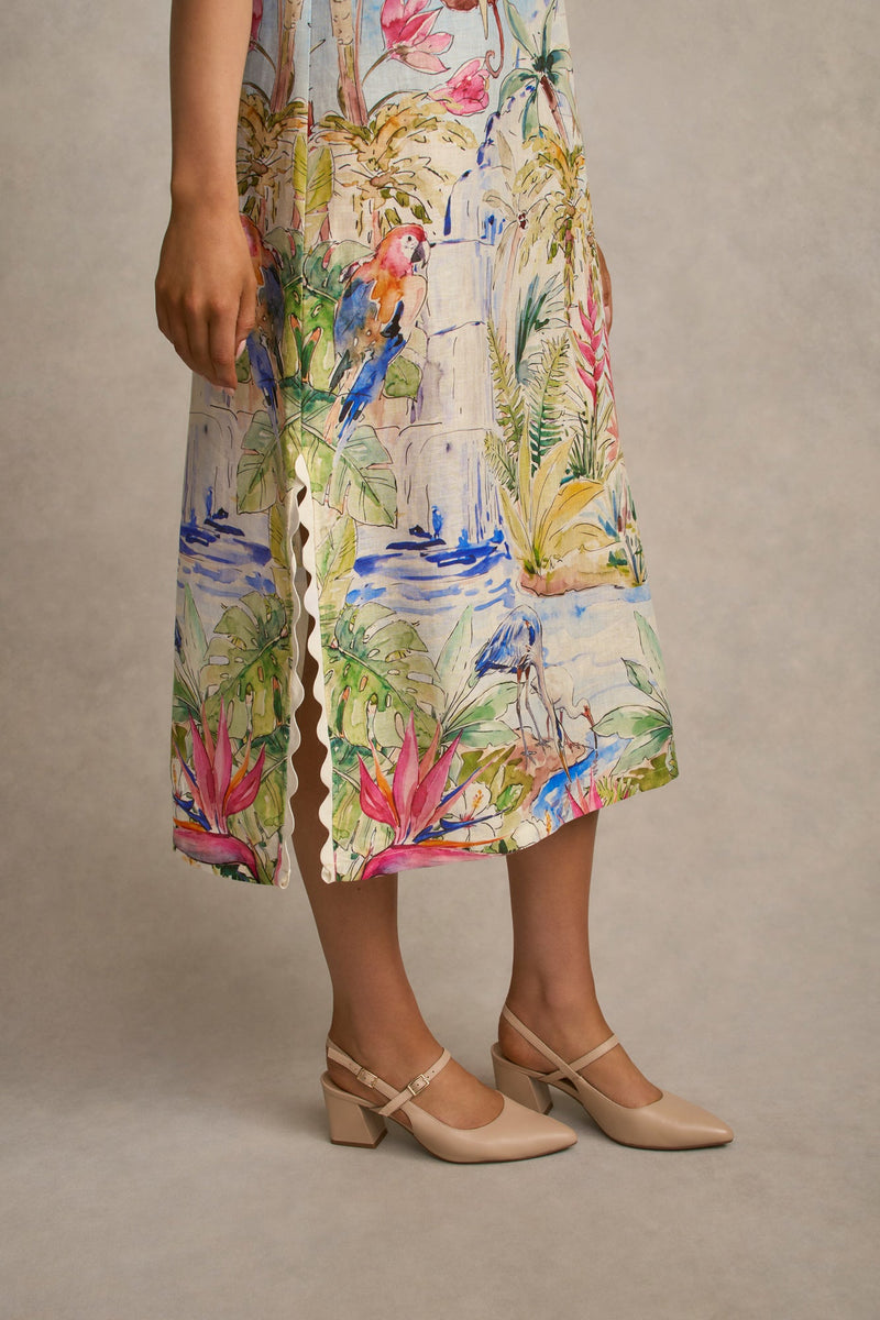 Scallop Scenic Dress - Jungle Print