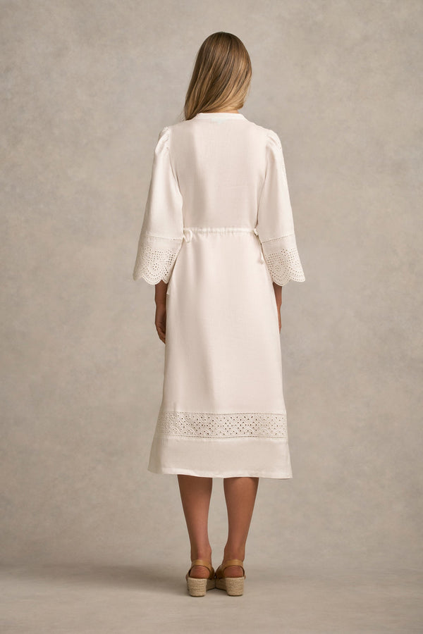 Embroidered Midi Dress - White