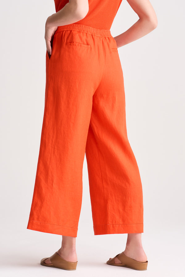 High Waist Linen Pants Orange