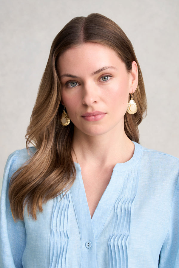 Etched Droplet Earrings - Gold