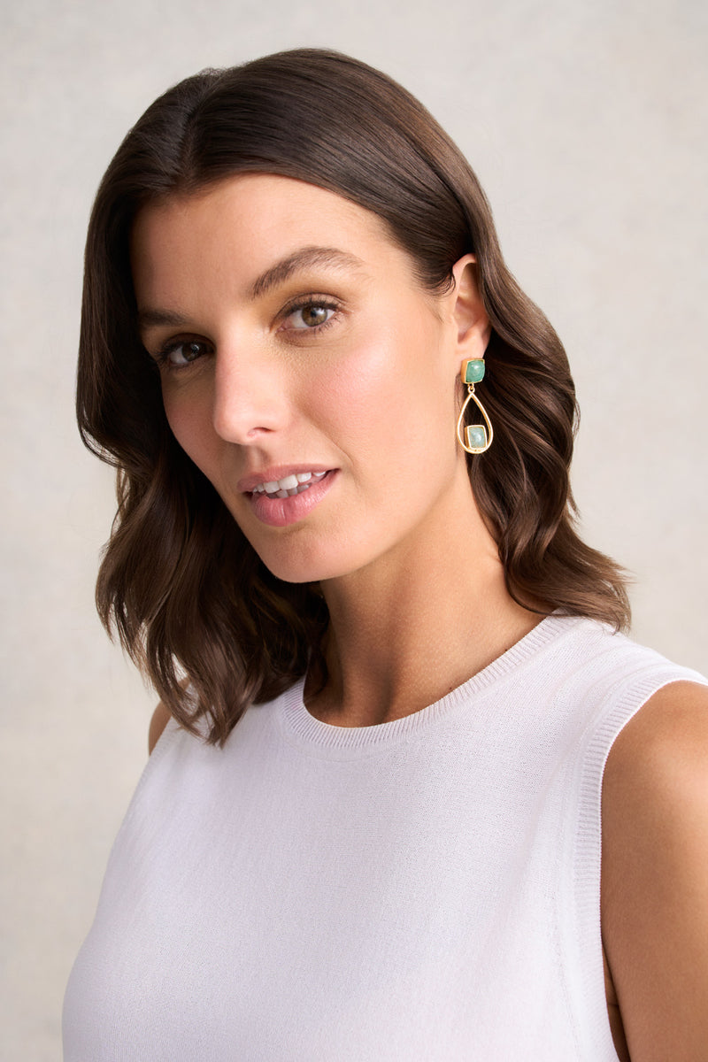 Bead & Tear Drop Earrings - Multicolour