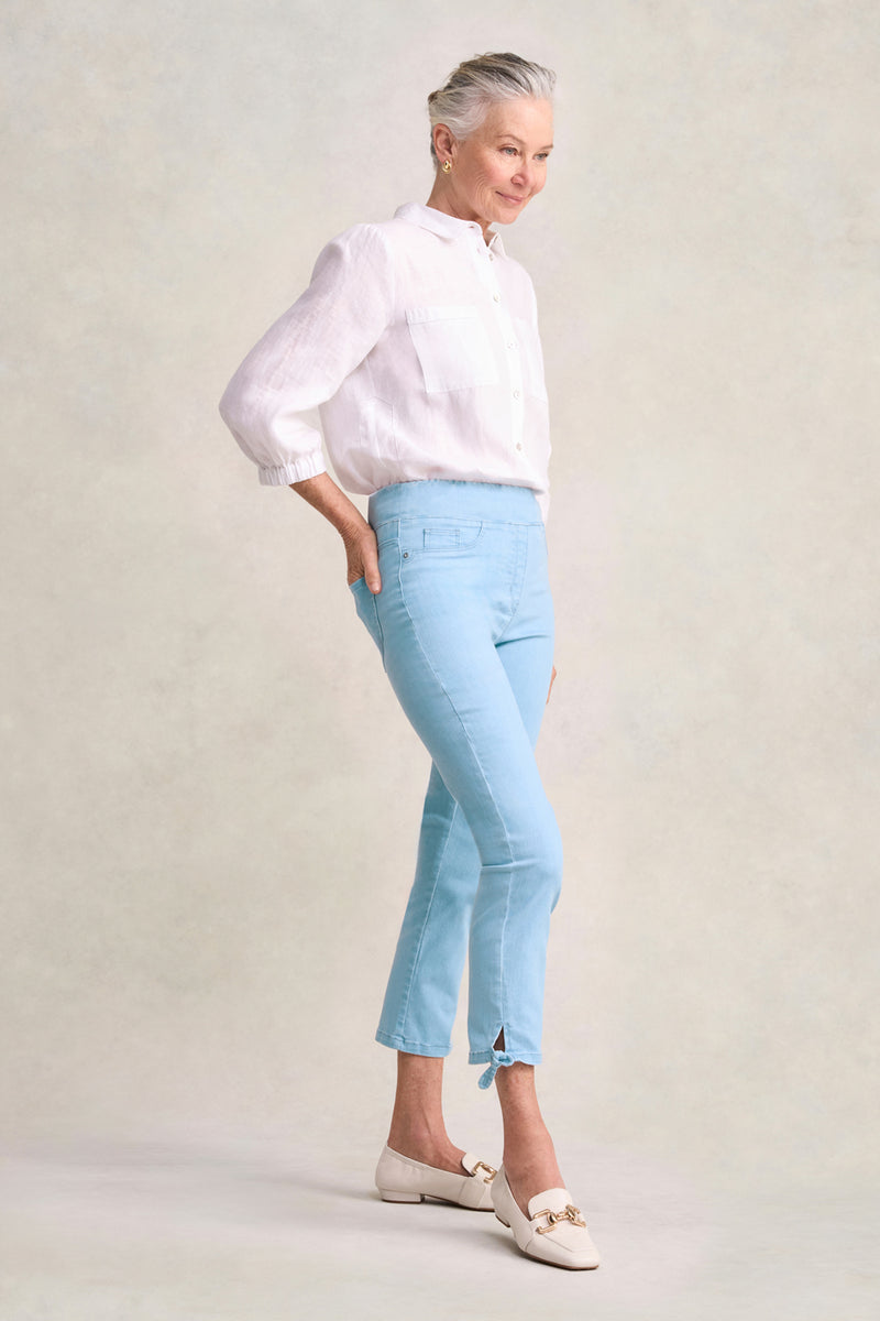 Bengajean Ankle Length Tied-Cuff - Dusty Blue