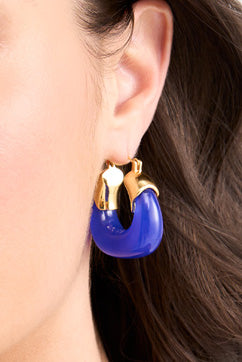 Cobalt Resin Hoop Earring
