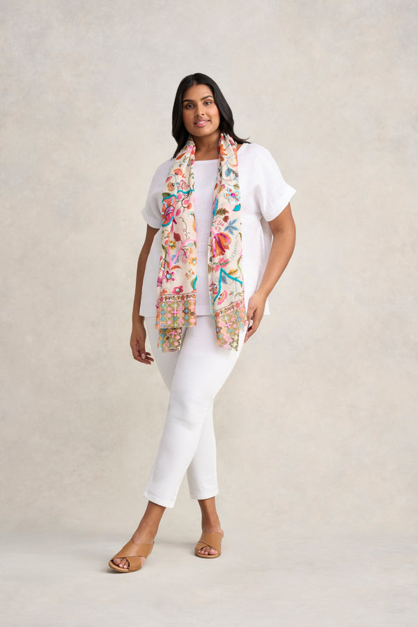 Estella Floral Beaded Scarf