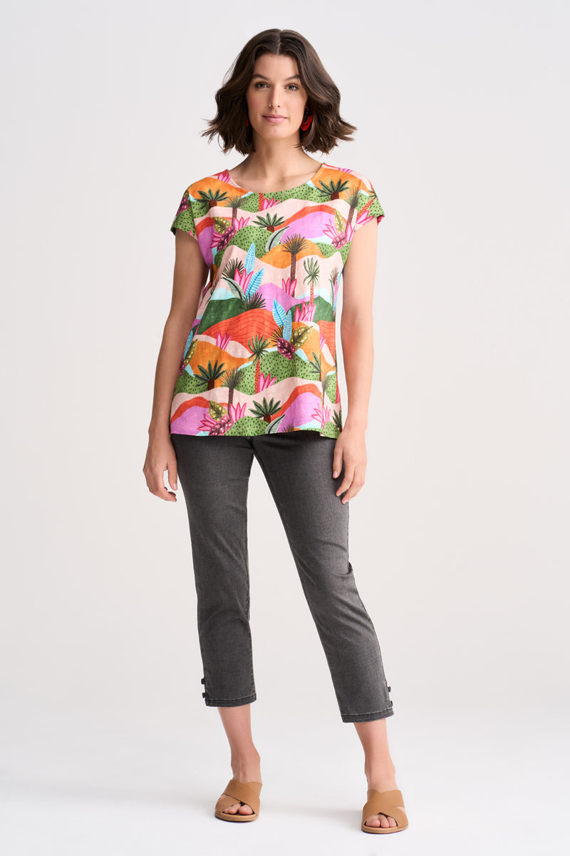 Organic Cotton T-Shirt - Tropical Landscape Print
